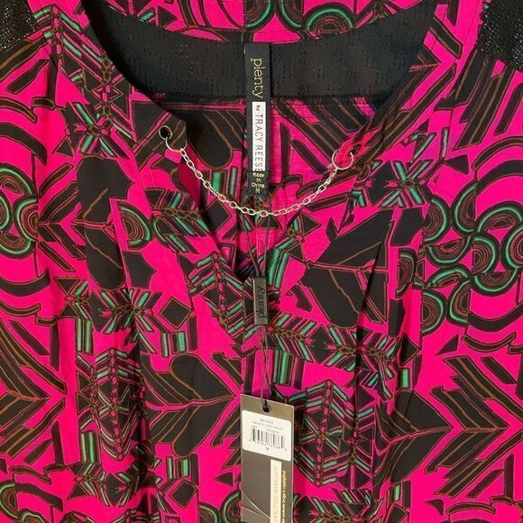 Plenty by Tracy Reese Fuchsia Laminated Yoke Peasant Blouse, NWT. M. Anthro, Rev - Picture 8 of 16